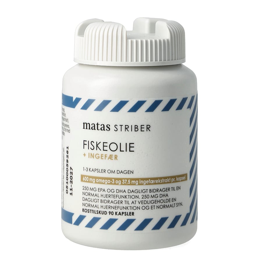 Matas Striber Fiskeolie m/ingefær 1000 mg 90 kaps.