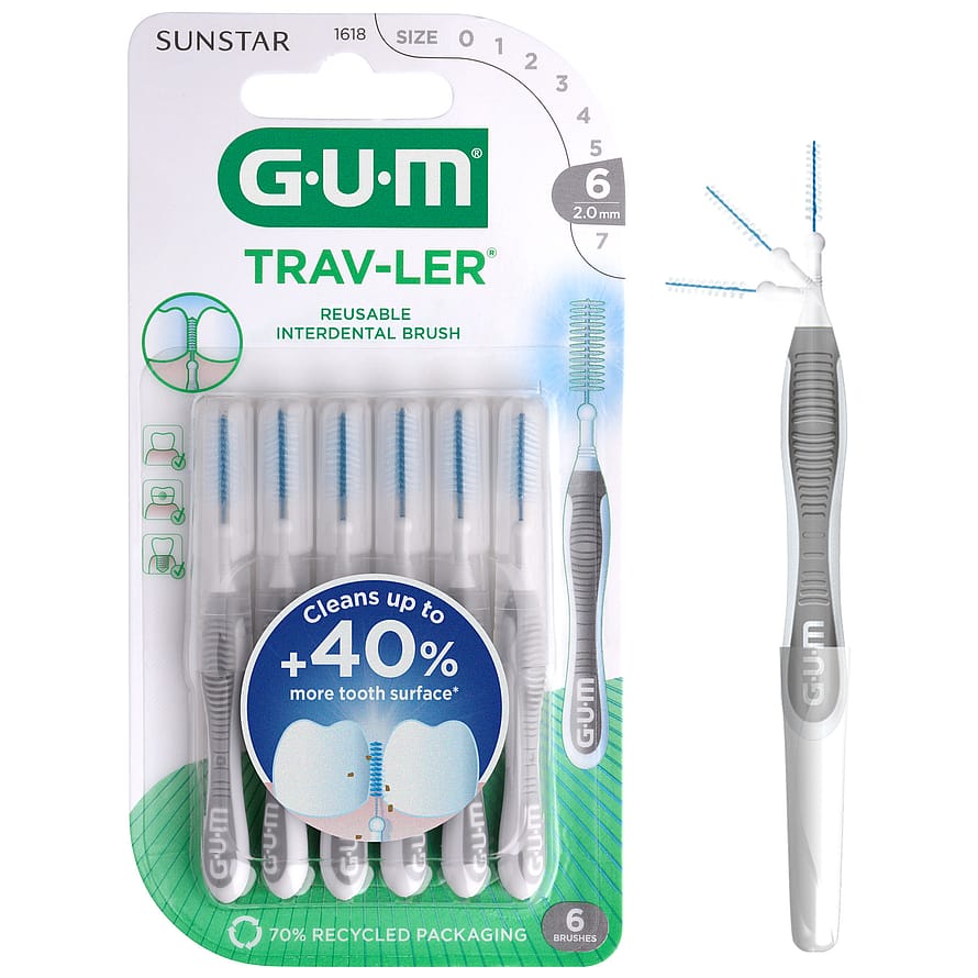 GUM TravLer Grå, 6 stk.