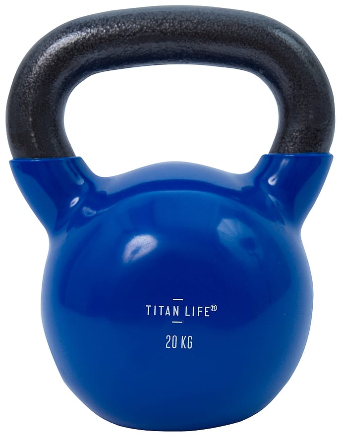 Titan Life træningsudstyr Kettlebell Blue Cast Iron inkl. vinyl 20 kg