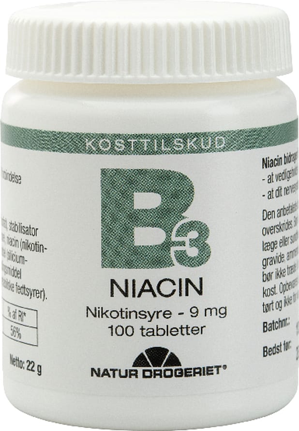 Natur Drogeriet B3 Niacin Nikotinsyre 9mg 100 tabl.