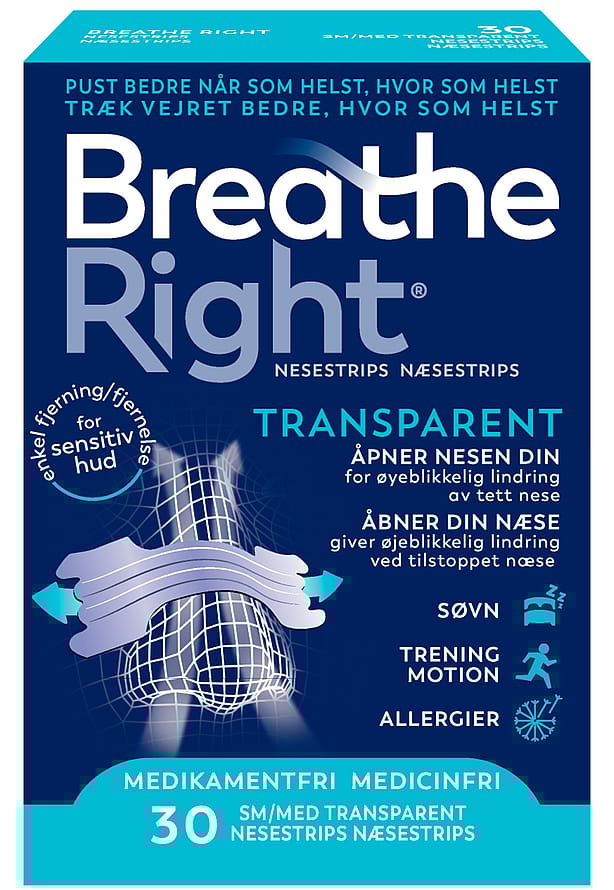 Breathe Right Næsestrips Transparent 30 stk