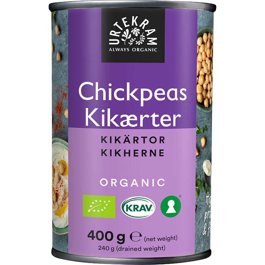 Urtekram Forkogte Kikærter Ø 400 g