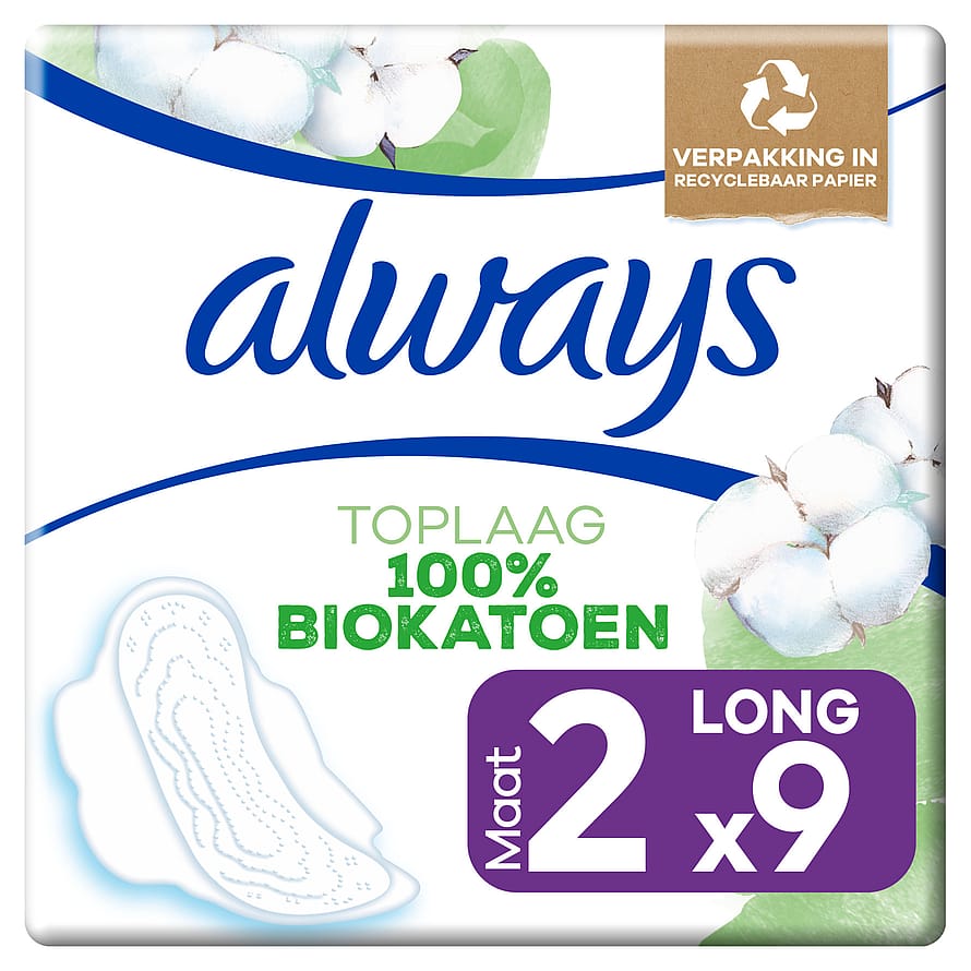 Always Cotton Long Pads 9 stk