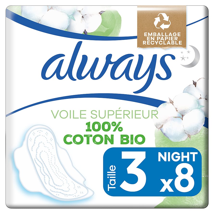 Always Cotton Night Pads 8 stk