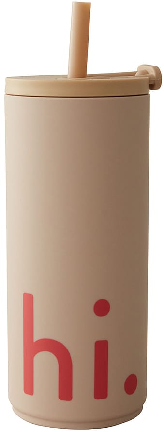 Design Letters To Go Kop Med Sugerør Beige 500 ml