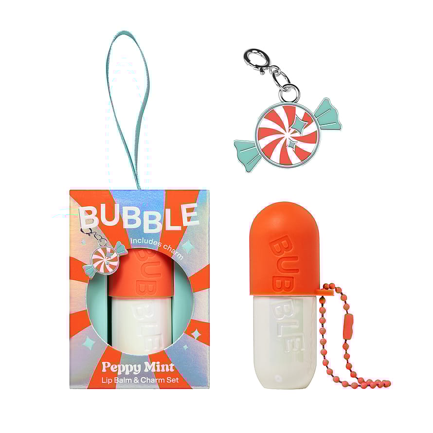 Bubble Peppy Mint Lip Balm & Charm Set