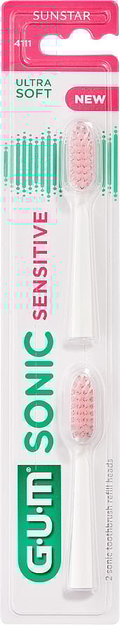 GUM Sonic Sensitive Tandbørstehoveder 2 stk hvid