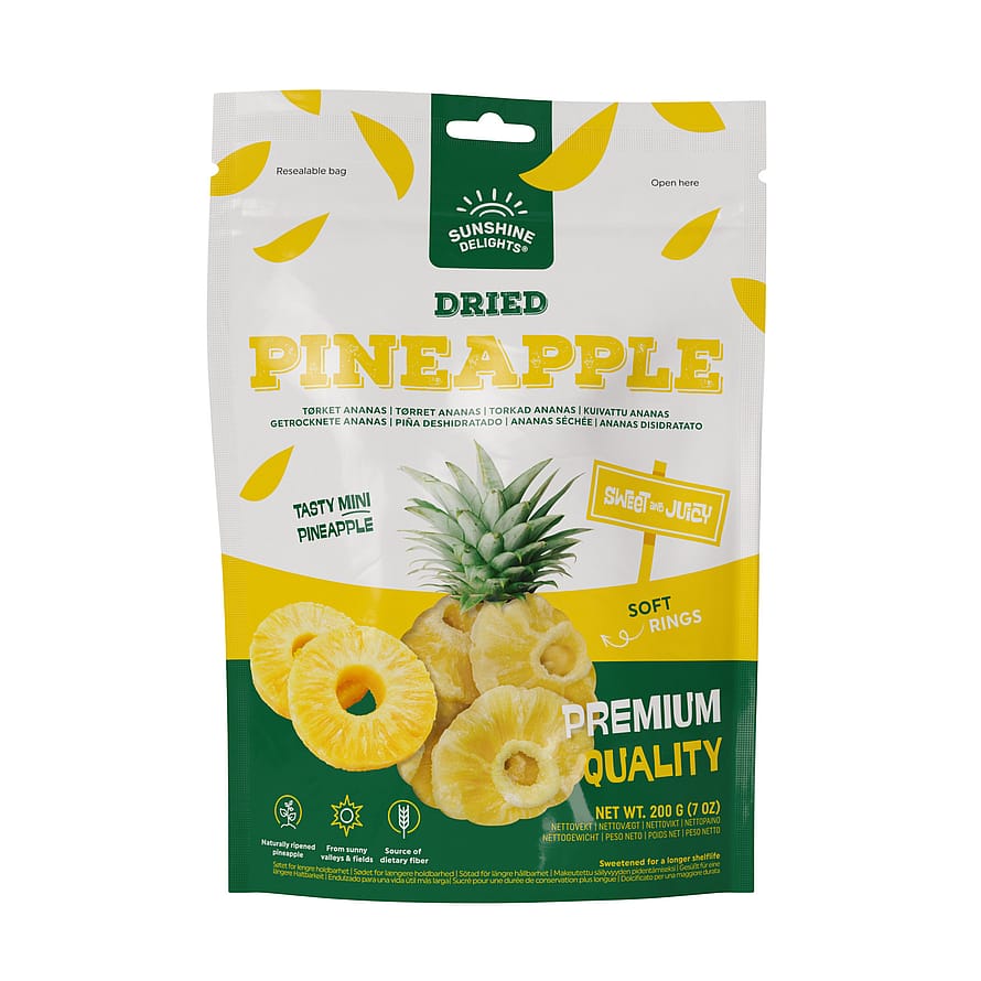 Sunshine Delights Tørret Frugt Ananas 200 g