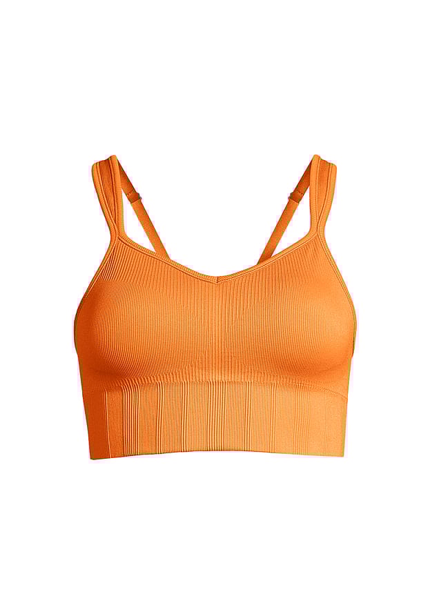 Casall Seamless Rib Padded Sports Bra Juicy Orange S