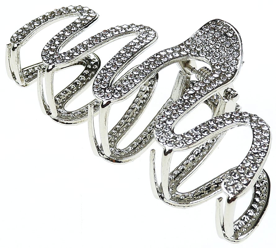 Senze Hårklemme med sten 10 cm. Rhodium