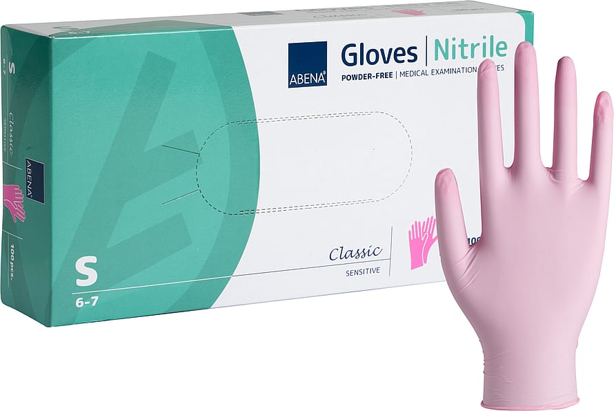 Abena Nitril Undersøgelseshandske Sentitiv Pink S Pudderfri