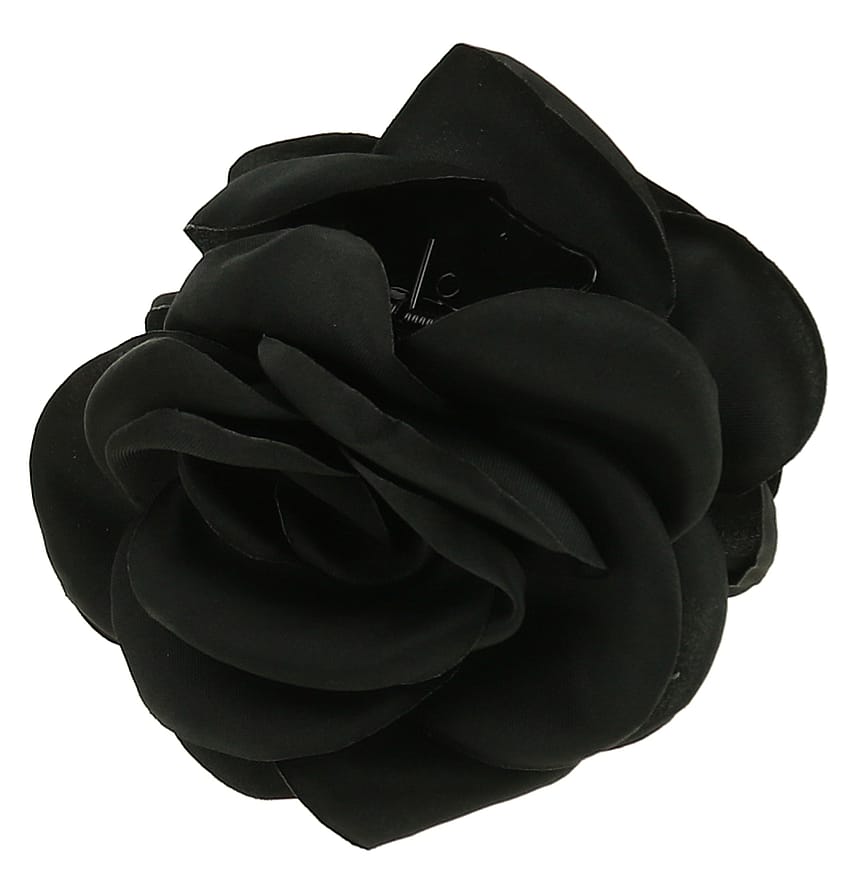 Senze Satin Blomst På Klemme Sort