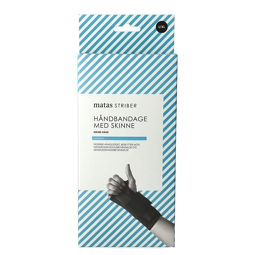 Matas Striber Håndbandage med Skinne Sort Højre L/XL