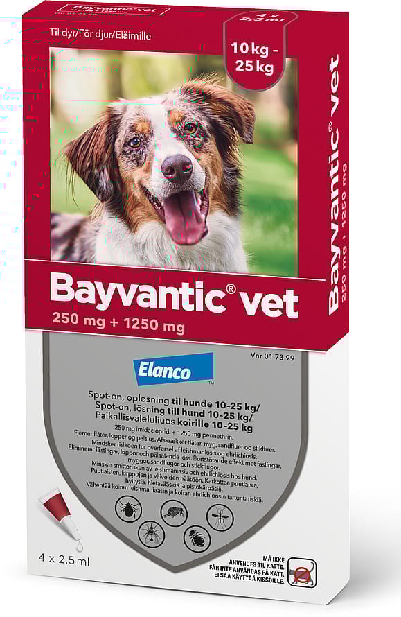Bayvantic Vet Spot-on til Hund Hunde 10-25 kg (4 X 2,5 ml)