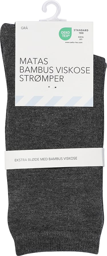 Matas Striber Bambus Viskose Strømpe Grå 37-41