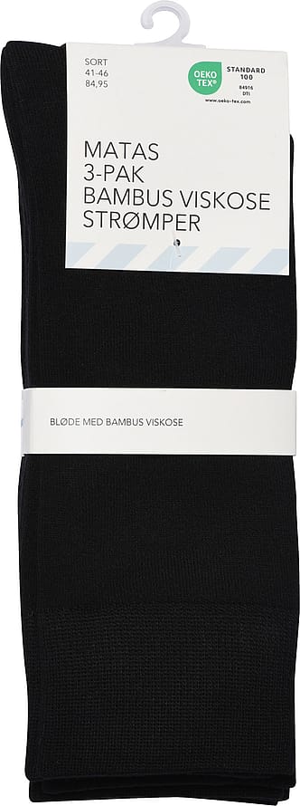 Matas Striber Bambus Viskose Strømper 3-pak Sort 41-46