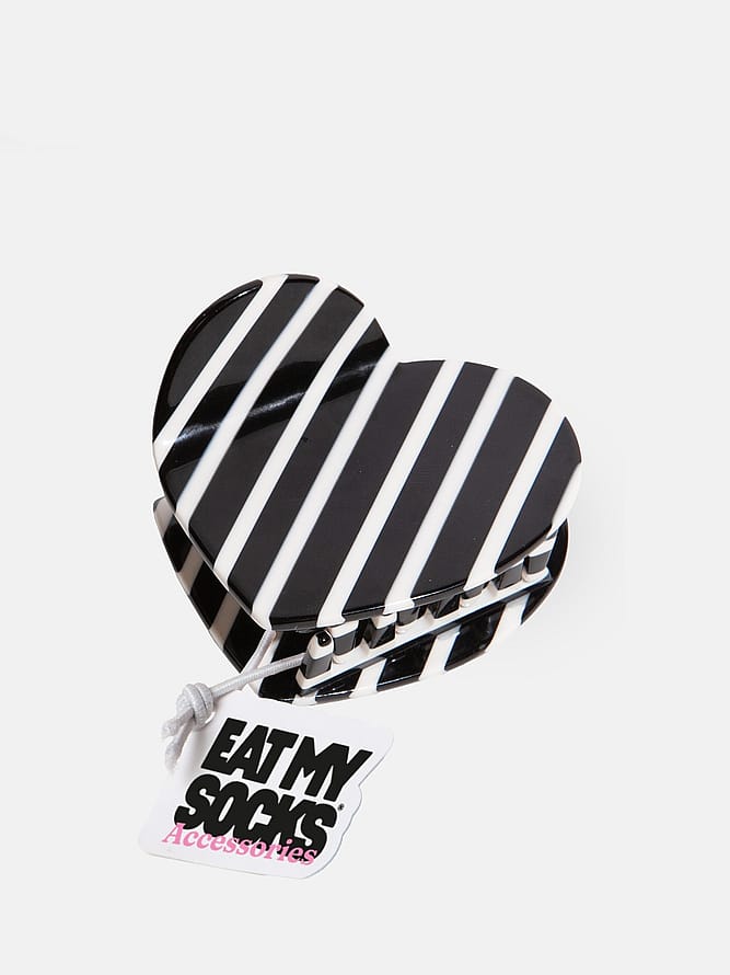 Eat My Socks Hårklemme Heart B&W Stripes