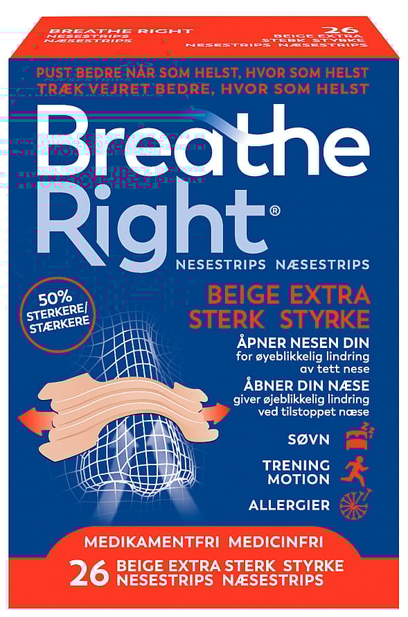 Breathe Right Næsestrips Extra Styrke 26 stk