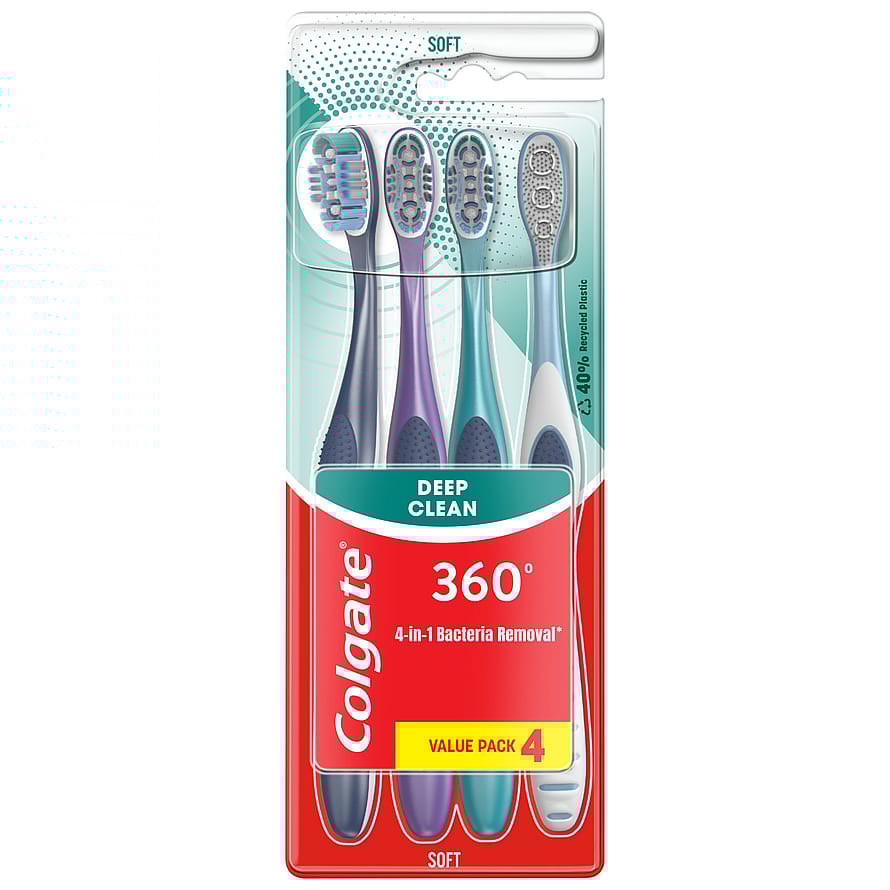 Colgate 360 Deep Clean Tandbørste soft 4-pak