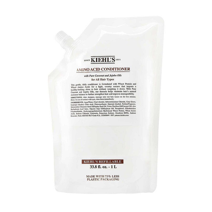 Kiehl’s Amino Acid Conditioner with Pure Coconut Oil Refill Pouch 1000 ml, Refill