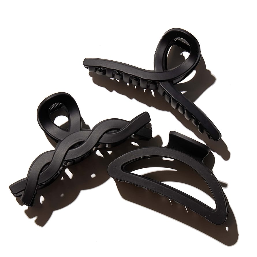 Hairlust Medium Elegant Claw Hair Clips 3 Pack Black