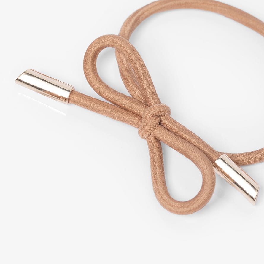 Corinne Hair Tie Bow Metal Plain Camel