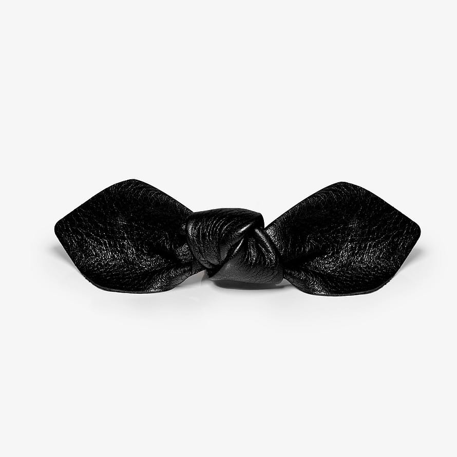 Corinne Leather Bow Big On Hair Clip Black