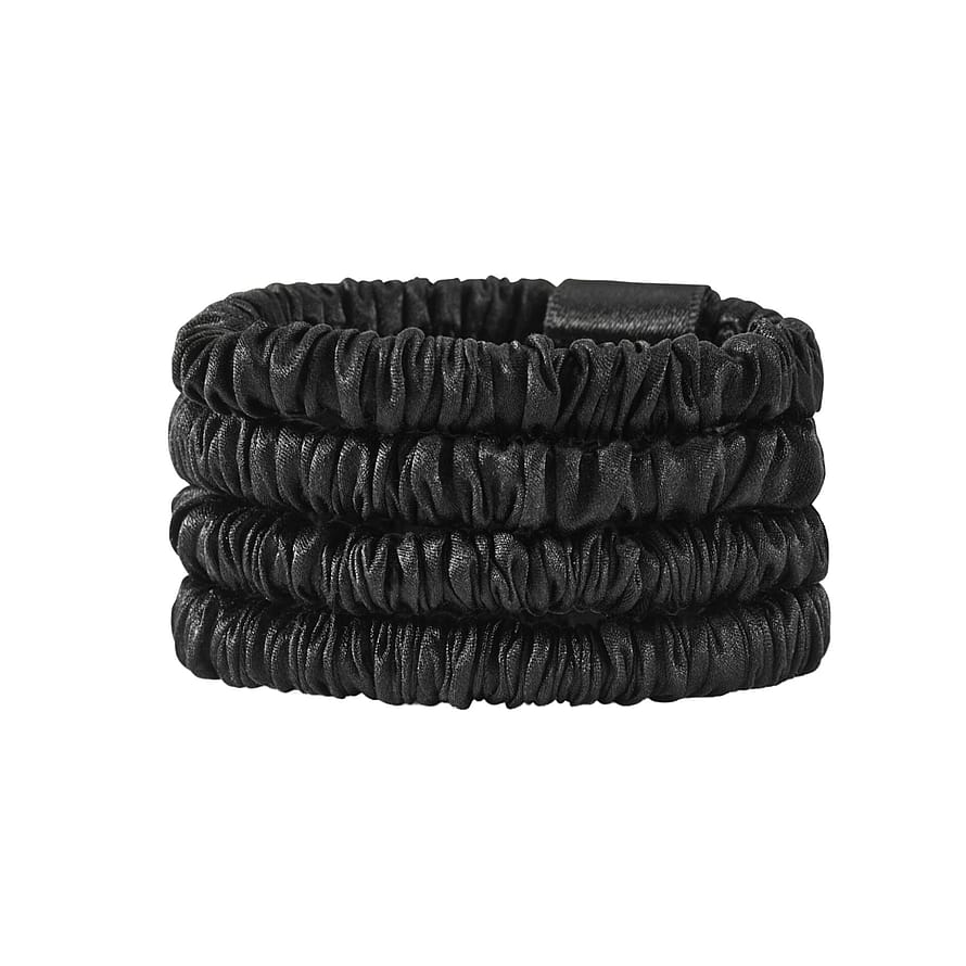 Lenoites Mulberry Silk Skinny Scrunchie Black