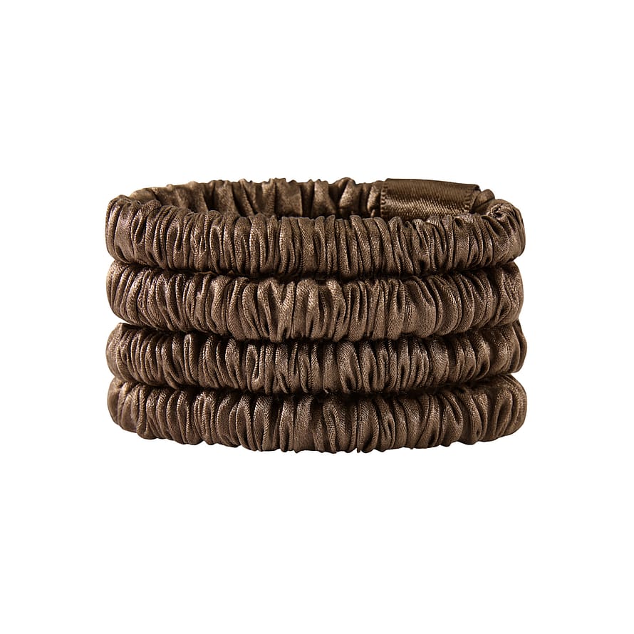 Lenoites Mulberry Silk Skinny Scrunchie Dark Brown