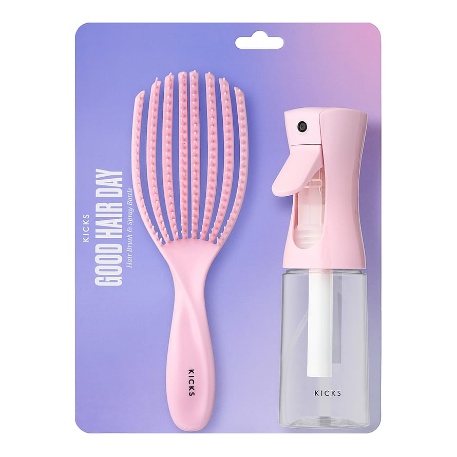 KICKS Beauty Spray Bottle & Claw Brush Set Pink