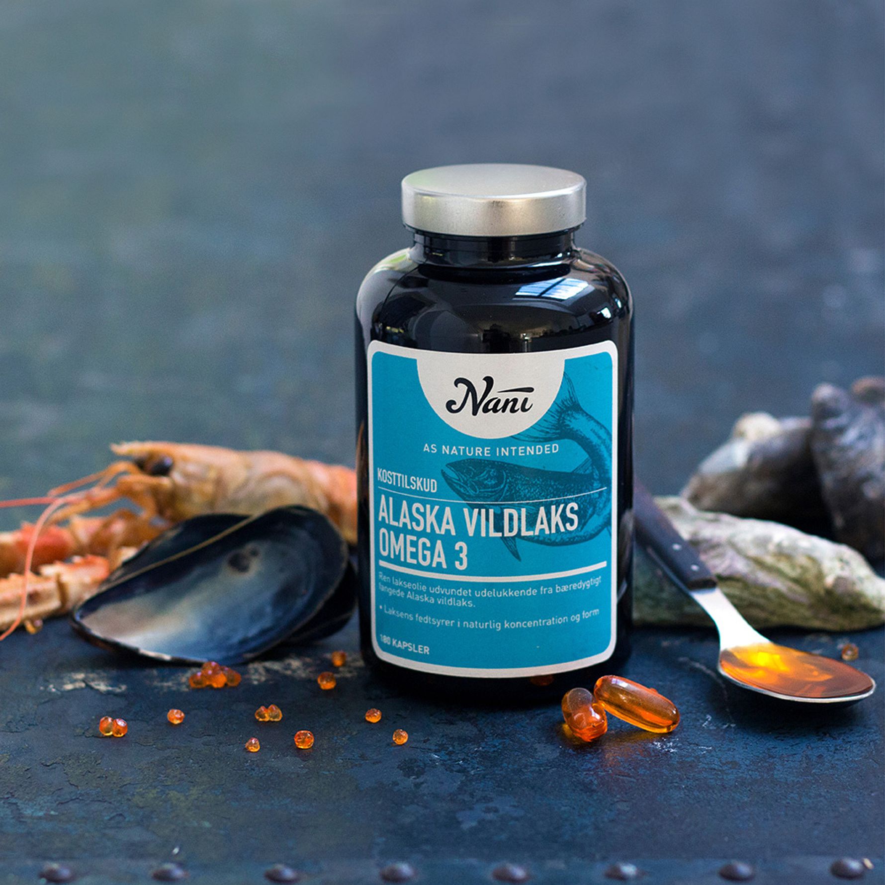 Køb Omega3 Alaska Vildlaks 180 kaps. fra Nani Matas