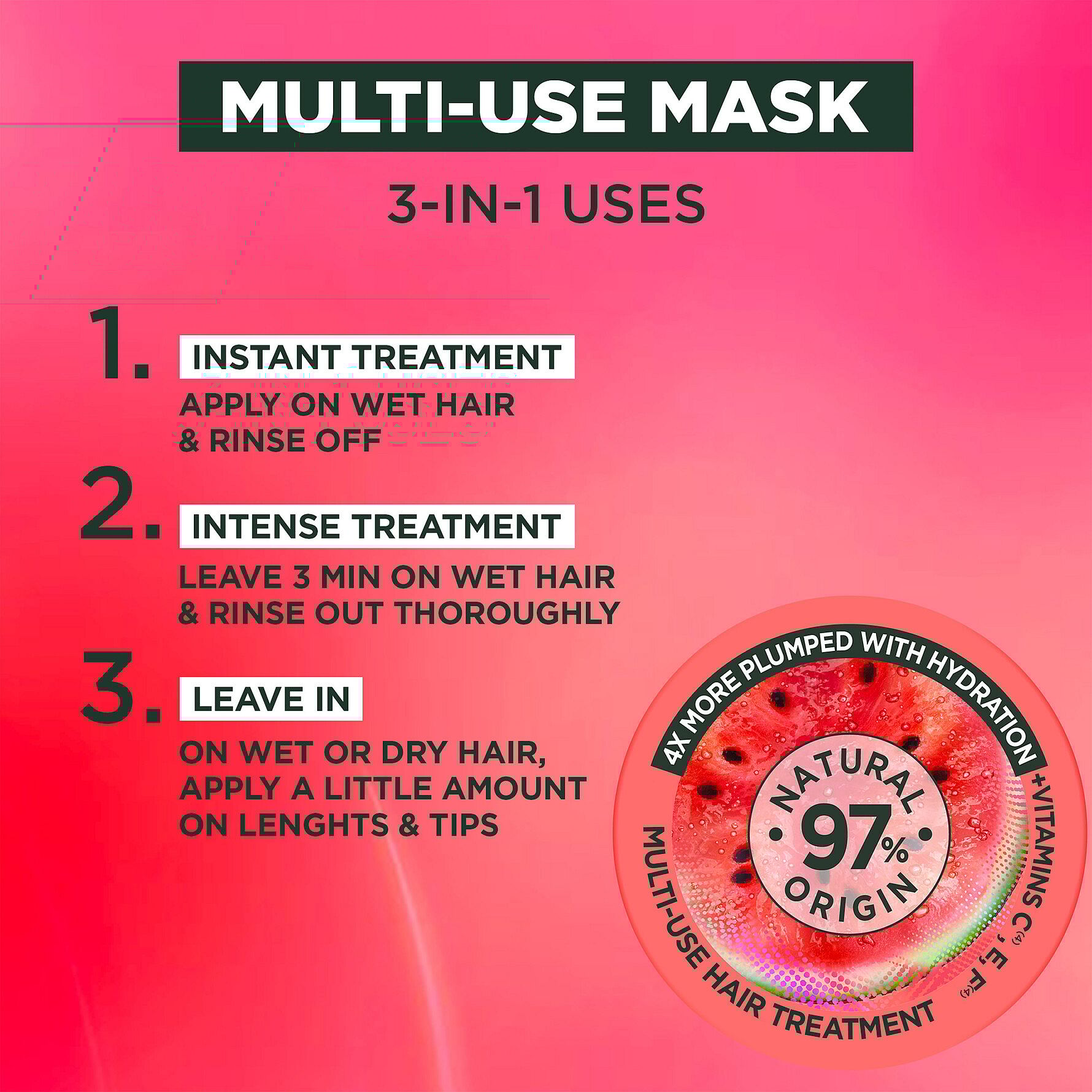 Køb Hair Food Watermelon Mask 400 ml fra Garnier Matas