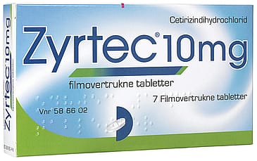 Zyrtec Filmovertrukne tabletter 10 mg. 7 tabl.