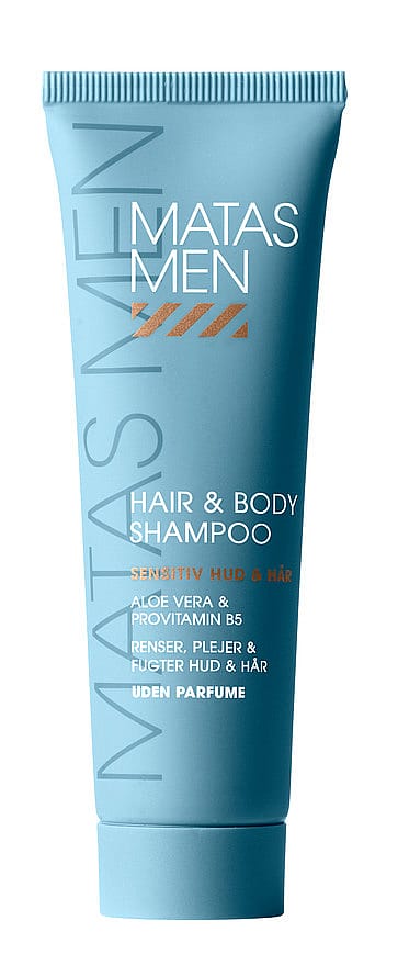 Matas Striber Men Hair & Body Shampoo til Sensitiv Hud Uden Parfume 50 ml, rejsestørrelse
