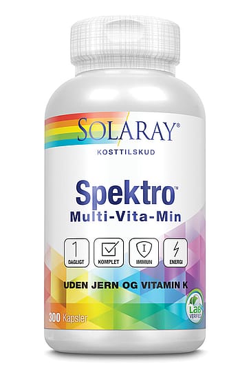 Solaray Spektro Multi-Vita-Min u/ jern og K Vitamin 300 kaps.
