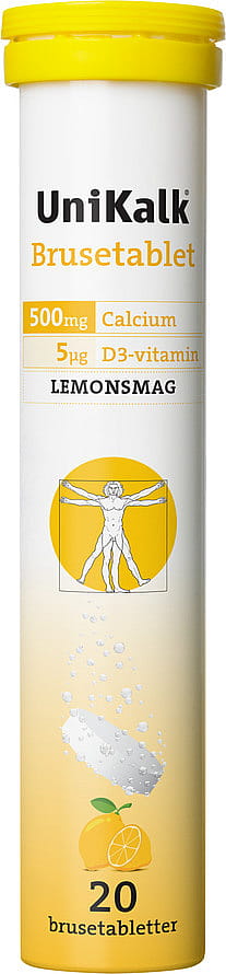 Unikalk Brusetabletter m. lemonsmag 20 stk.