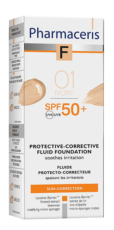 Pharmaceris Sun-Correction Protective Corrective Fluid Foaundation SPF 50+ 01 Ivory