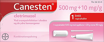 Canesten Vaginaltabletter 500 mg + 10 mg/g creme 20 g