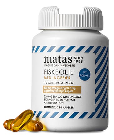 Matas Striber Fiskeolie m/ingefær 1000 mg 90 kaps.