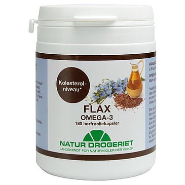 Natur Drogeriet Flax-Omega 3 med Økologisk Hørfrøolie 180 kaps.
