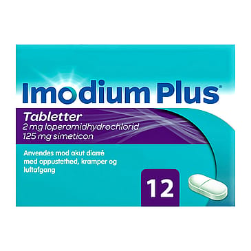 Imodium Plus 2 mg/125 mg tabletter 12 stk.