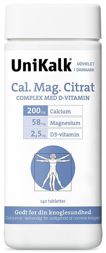 Unikalk Cal-Mag Citrat  + D vitamin 140 stk