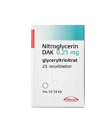Nitroglycerin DAK sublinguale resoribletter 0,25 mg 25 stk.
