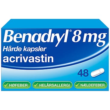 Benadryl 8 mg hårde kapsler 48 stk..