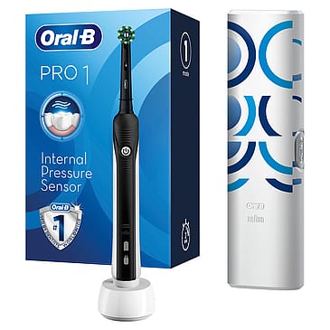 Oral-B Pro 1 Eltandbørste m/Etui Sort