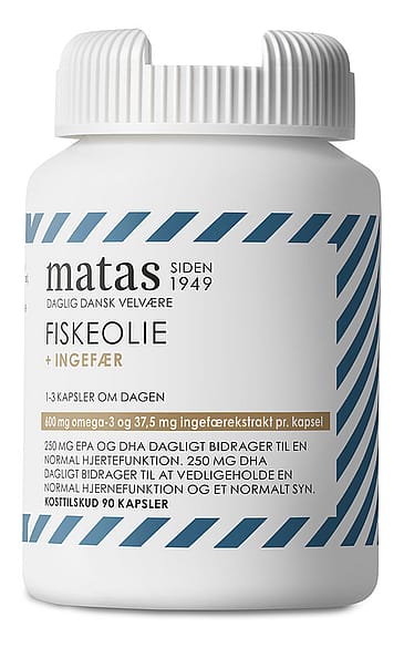 Matas Striber Fiskeolie m/ingefær 1000 mg 90 kaps.
