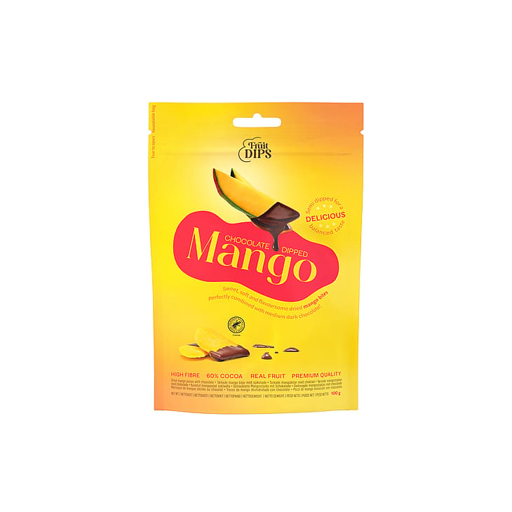 Køb Tørret Frugt med Chokolade Mango 100 g fra Fruit Dips - Matas
