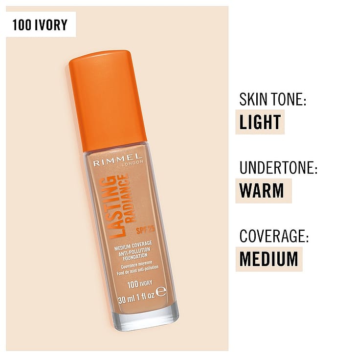 Køb Rimmel Lasting Radiance Foundation 100 Ivory Matas