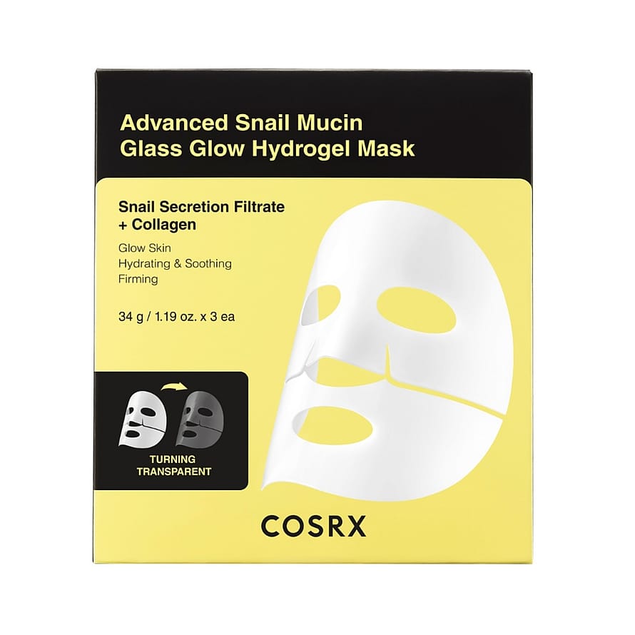 Advanced Snail Mucin Glass Glow Hydrogel Mask 3 pcs