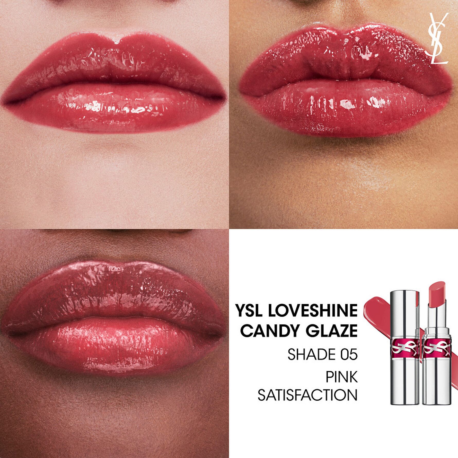 K B Ysl Loveshine Candy Glaze Lip Gloss Stick Pink Satisfaction Fra